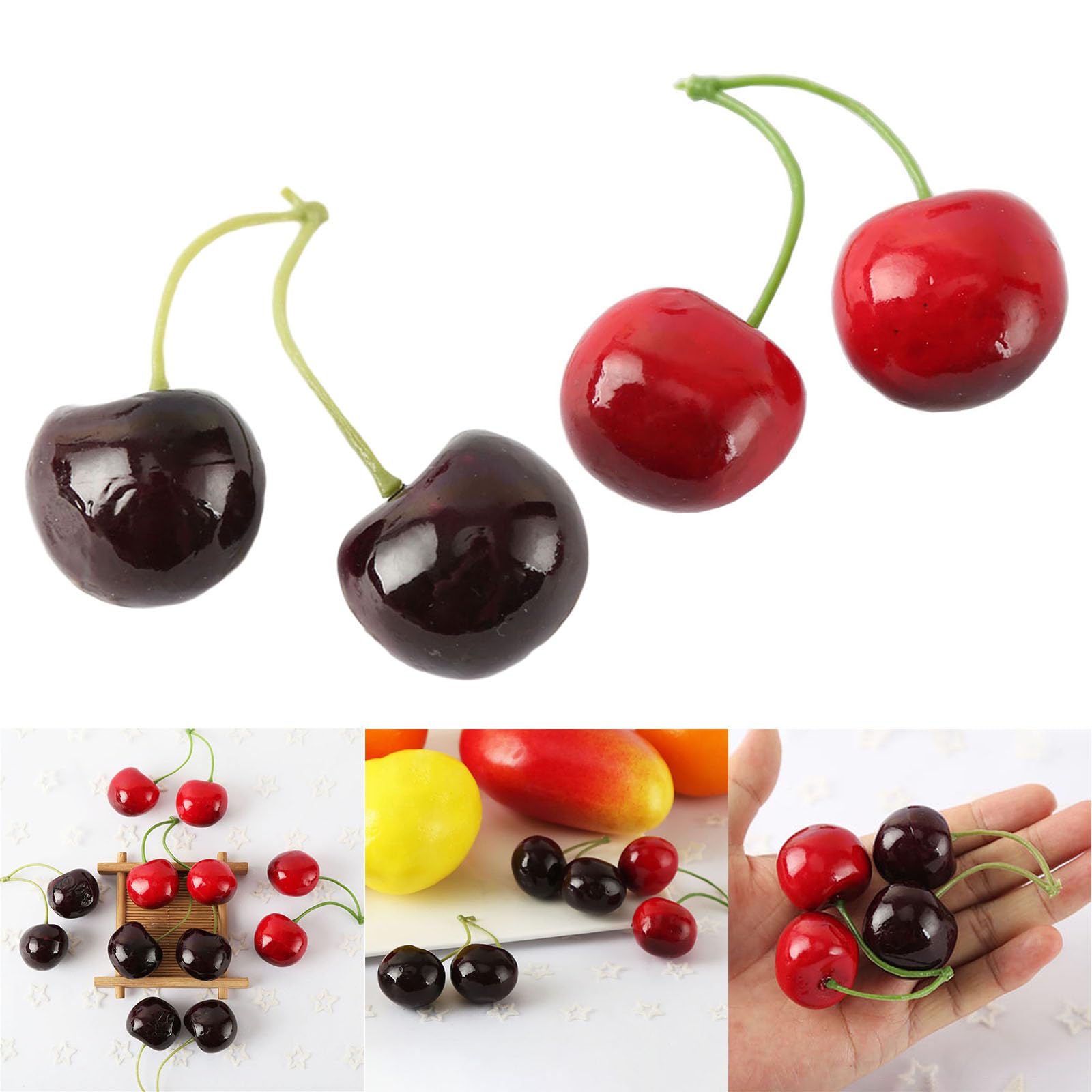 Lot De 10 Paires De Cerises Artificielles Réalistes Pour Décoration Maison, Cuisine Et Artisanat - 20 Cerises
