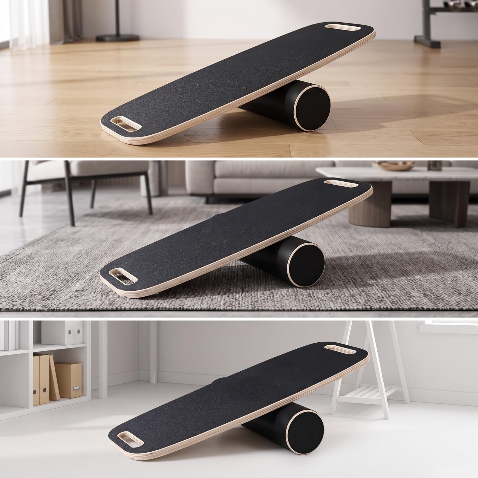 Tavola di Equilibrio con Rullo Regolabile Tavola Propriocettiva con Rullo Antiscivolo Kit Accessori per Atleti, Principianti, Palestra in Casa