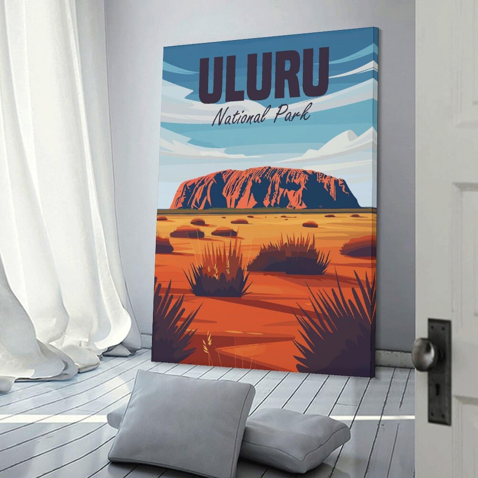 Junmoney Canvas Wall Picture Uluru National Park, 20x30inch(50x75cm), for Bedroom Decor, Cosy Corners Or Studios, A Warm Accent for Relaxed Interiors