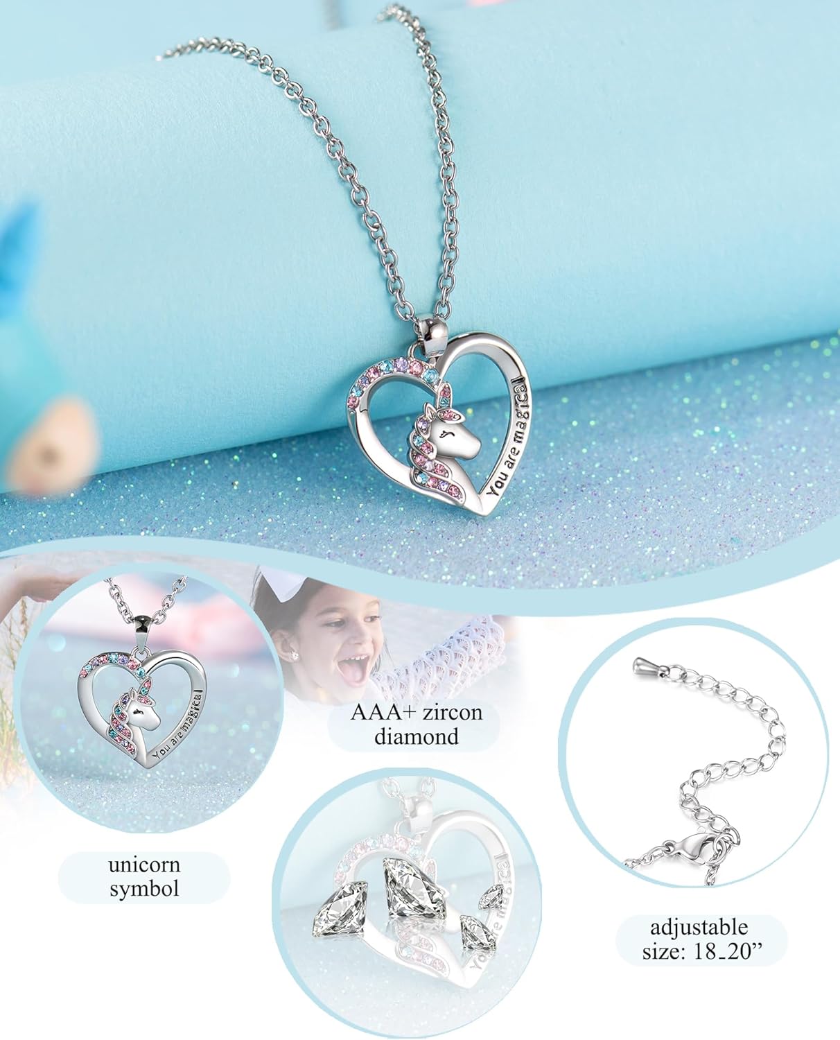 Shonyin Unicorn Gifts, Girls Valentines Gifts, Unicorn Necklace for Daughter Granddaughter Niece - Image 3