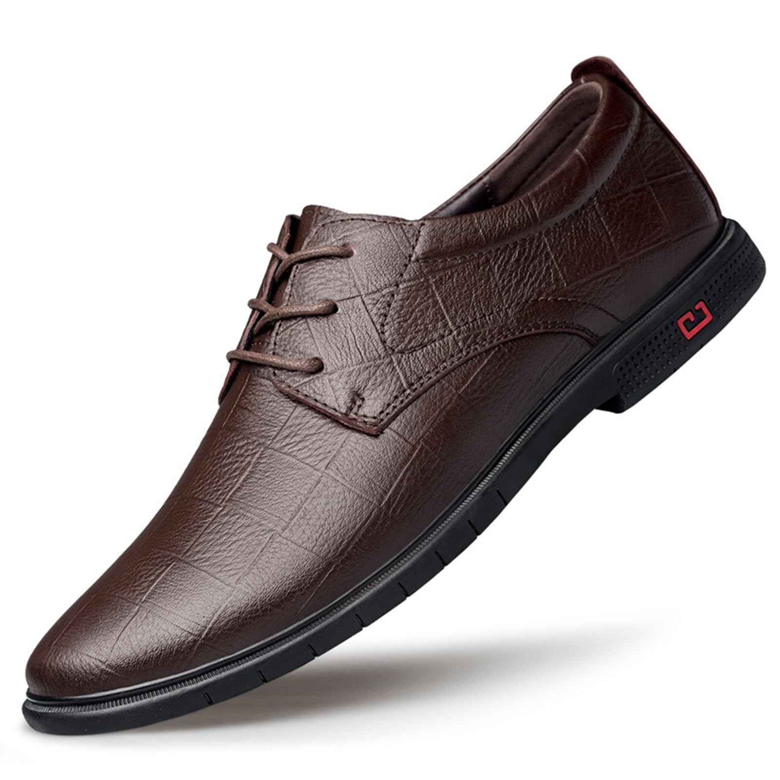 Mens Low Heel Derby Dress Shoes for Men Round Toe Lace-up Business Casual Office Work Wedding Tuxedo Shoes