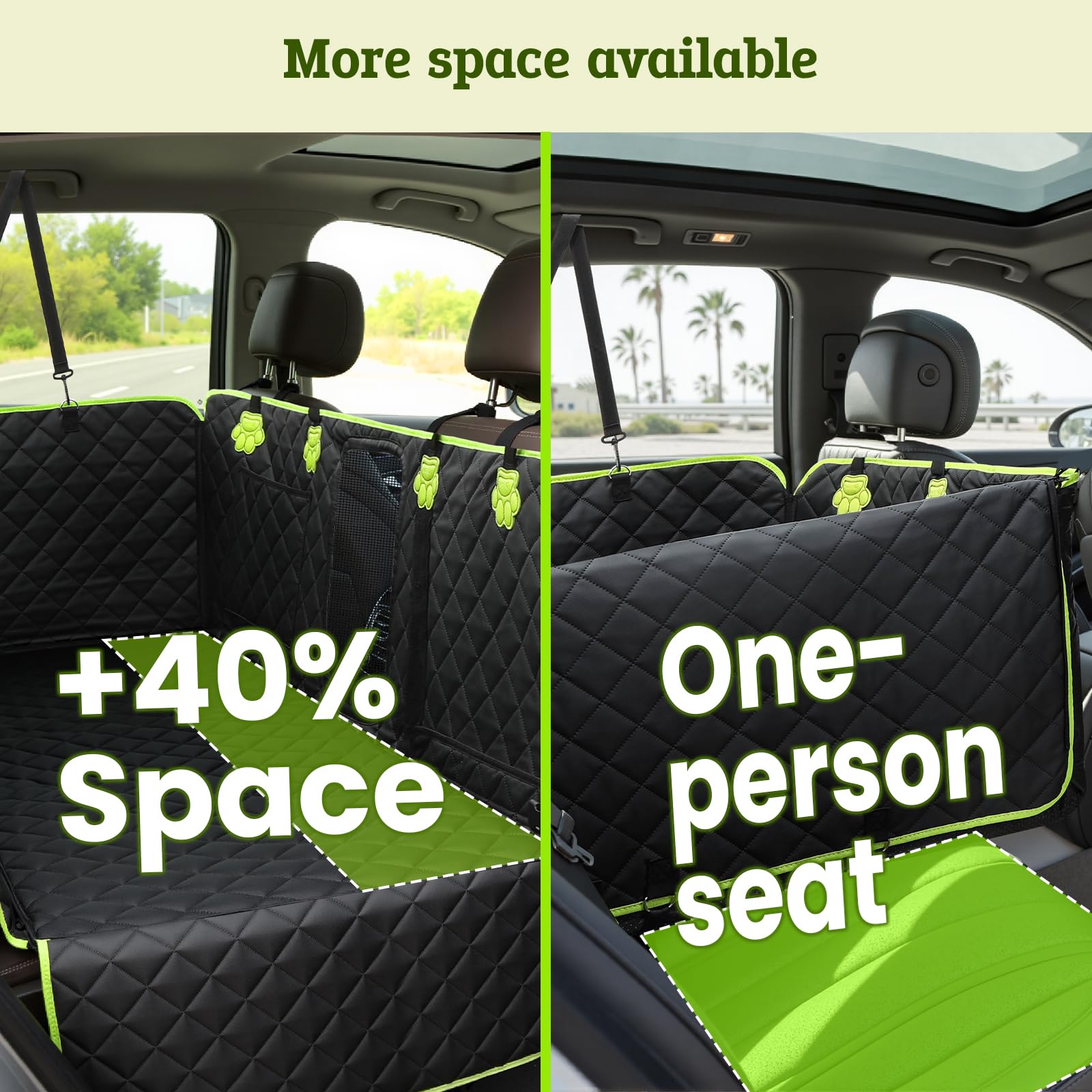 Pecute Protection Voiture Chien 2-en-1, Siège Auto pour Chien Très Solide, Imperméable et Anti-Griffes pour Siège Arrière, Support jusqu'à 150 kg, 40% d'espace Supplémentaire