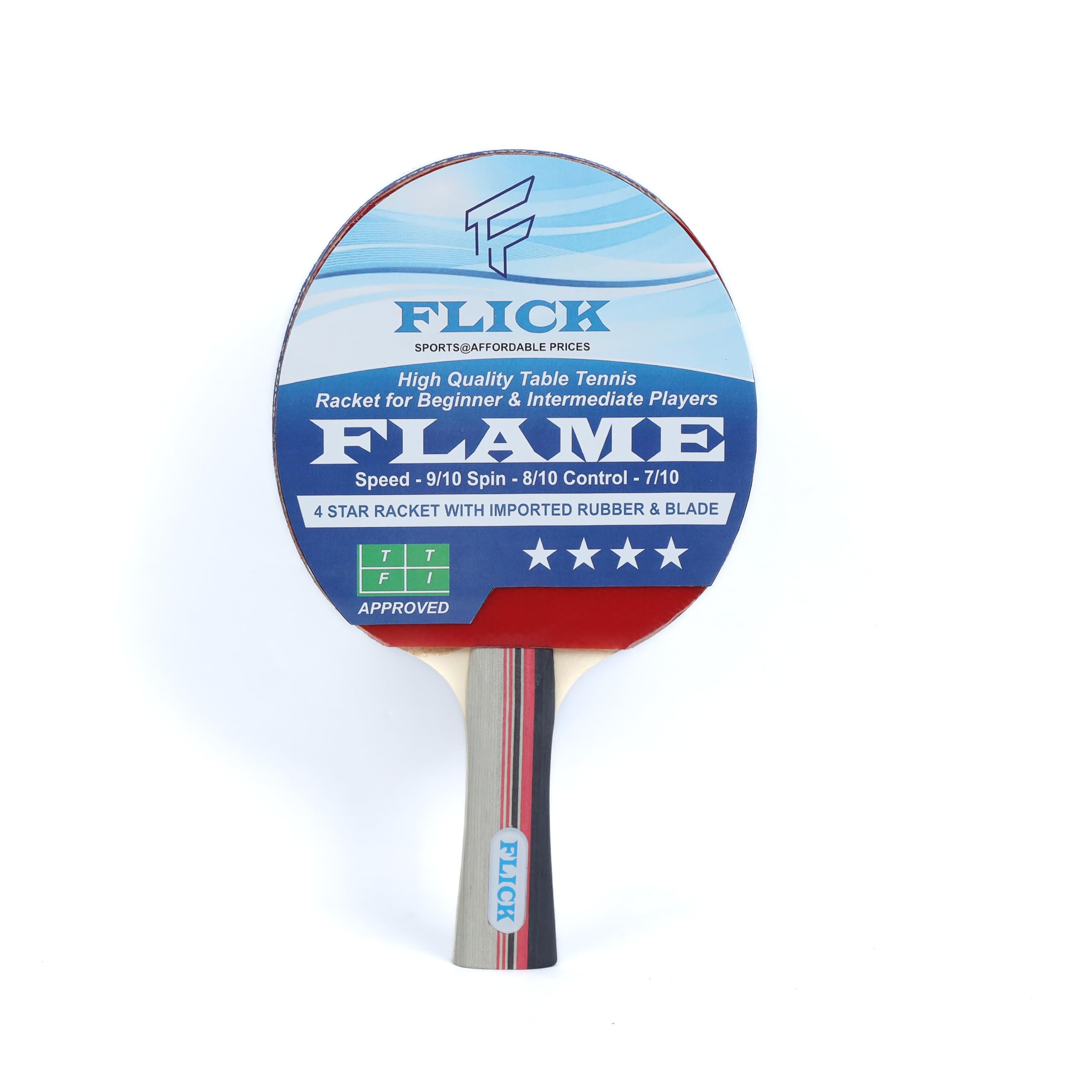 FLICK- Flame 4 Star Table Tennis Racket- T.T.F.I. Approved, Professional Grade, Includes Cover- Exceptional Performance & Precision in 1 Racket (B0CQCYF611) Amazon Price History, Amazon Price Tracker