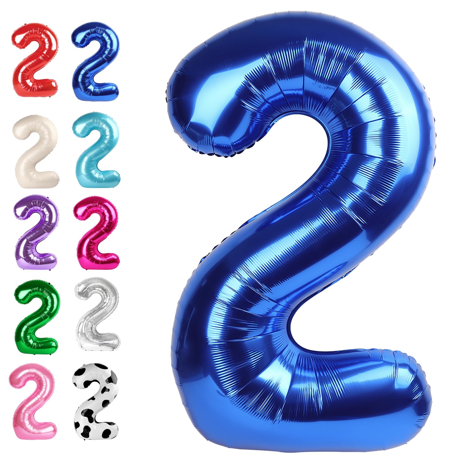 40 Inch Big Blue Number 2 Balloon Birthday Decoration, Number 2 Helium Balloon 12 20 22 23 24 26 28 32 42 Celebration, Boy Girl Baby Anniversary Party