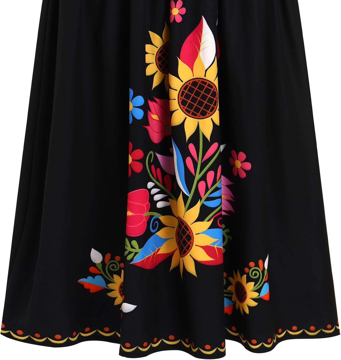 Mexican Dresses for Women Traditional Off Shoulder Summer Floral Sunflower Fiesta Long Maxi Dress Cinco de Mayo Outfit - Image 4