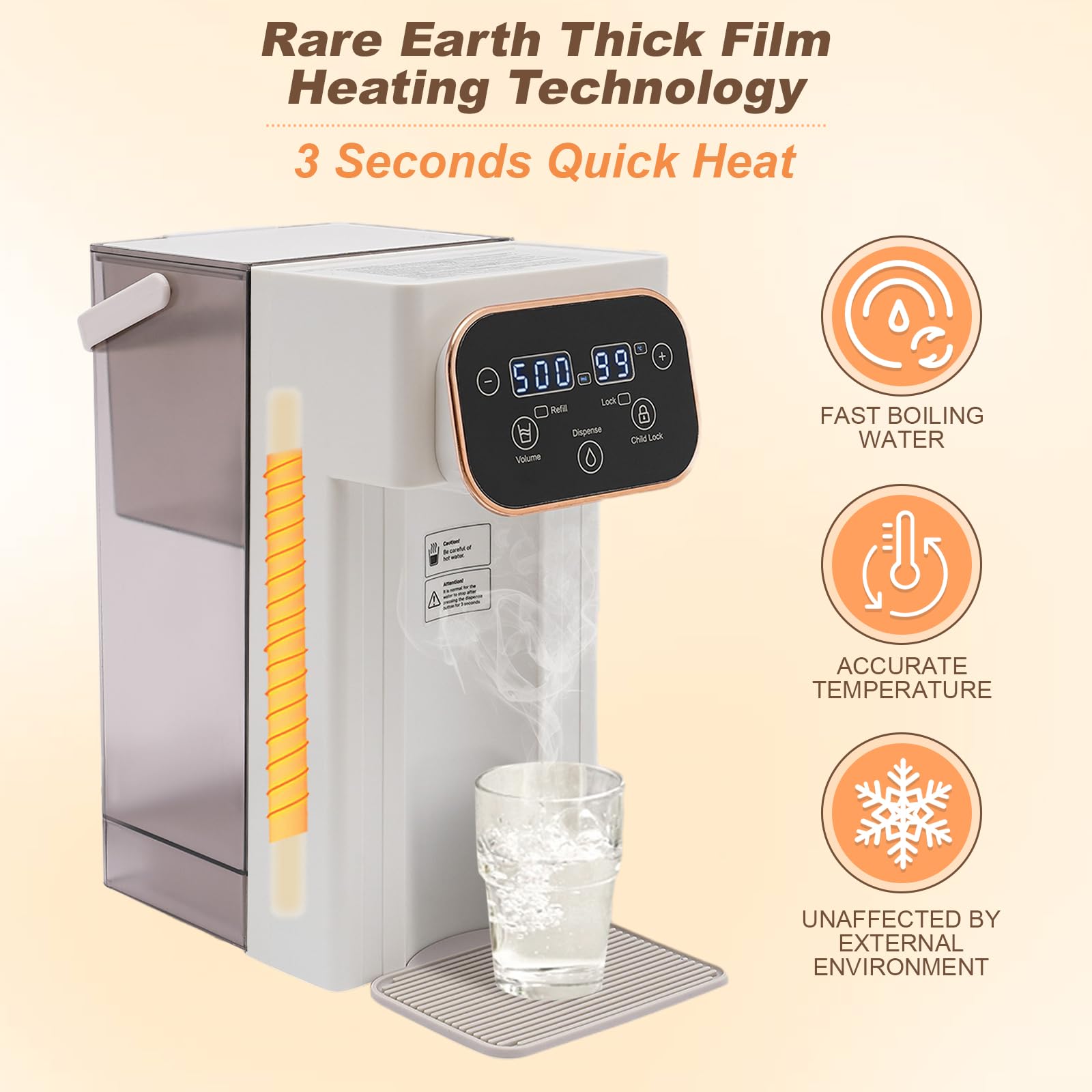 Treliamd Instant Hot Water Dispenser Filter, Electric Hot Water Kettle Countertop Water Filter System, 12 Temperatures & 8 Volume Settings, Safety Lock, Hot Water Boiler Warmer for Home, Baby, Office