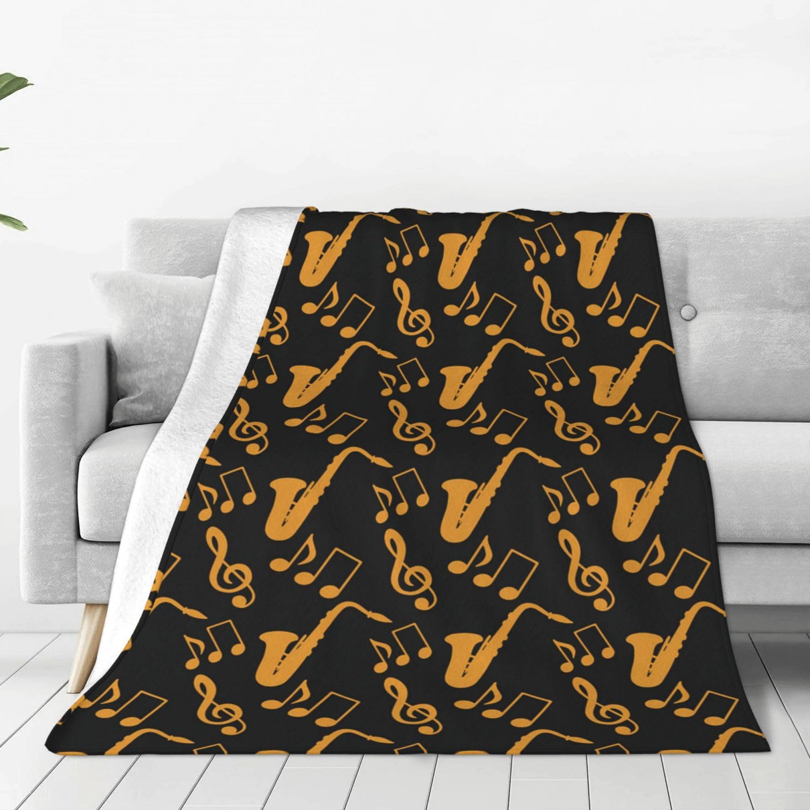 Couverture polaire musique en flanelle douce pour lit et canapé de 152x127 cm