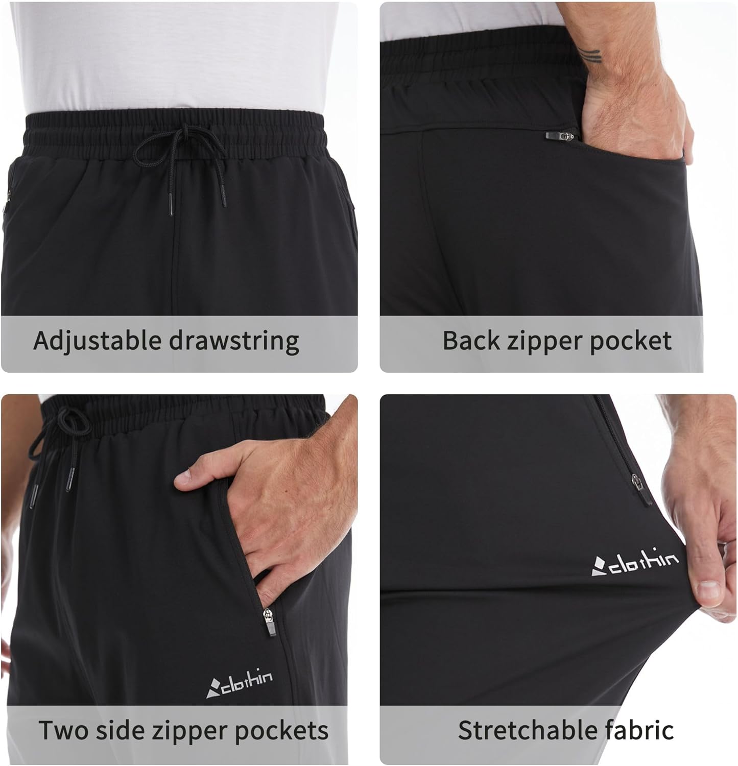 clothin Men's Athletic Pants with Zipper Pockets Running Sweatpants for Jogging Workout Training Lounge Casual Sport - Image 6
