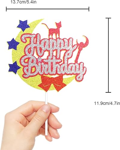 Miniatura 5 de Decoración para pastel de cumpleaños con diseño de gato de luna, diseño de marinero, fiesta de cumpleaños, suministros para tartas de gato,