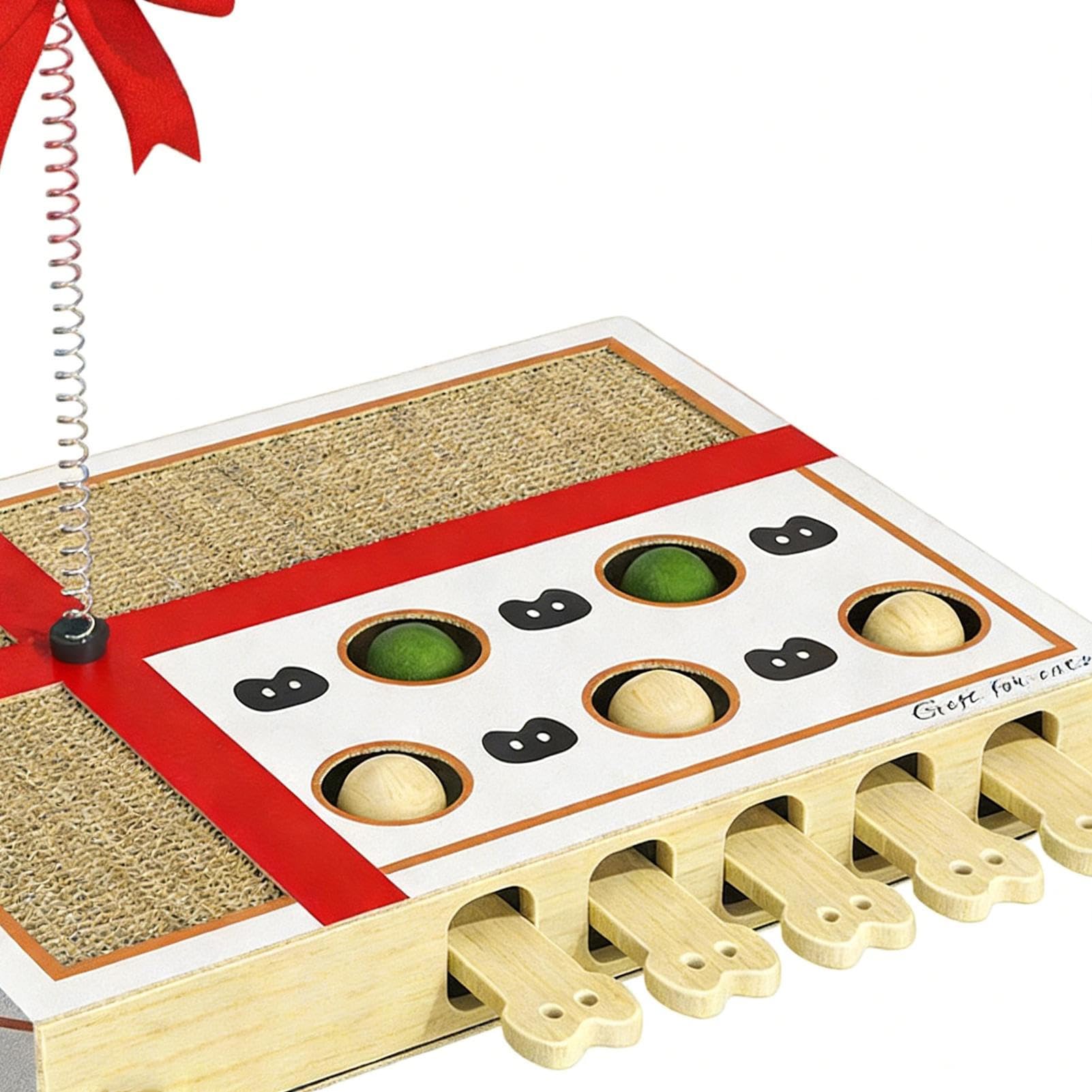 Puzzle dla kota – interaktywna deska do drapania z odbijającymi się kulkami, zabawki wzbogacające dla kotów do domu, wewnątrz, codzienne ćwiczenia, na świeżym powietrzu, rozrywka świąteczna i