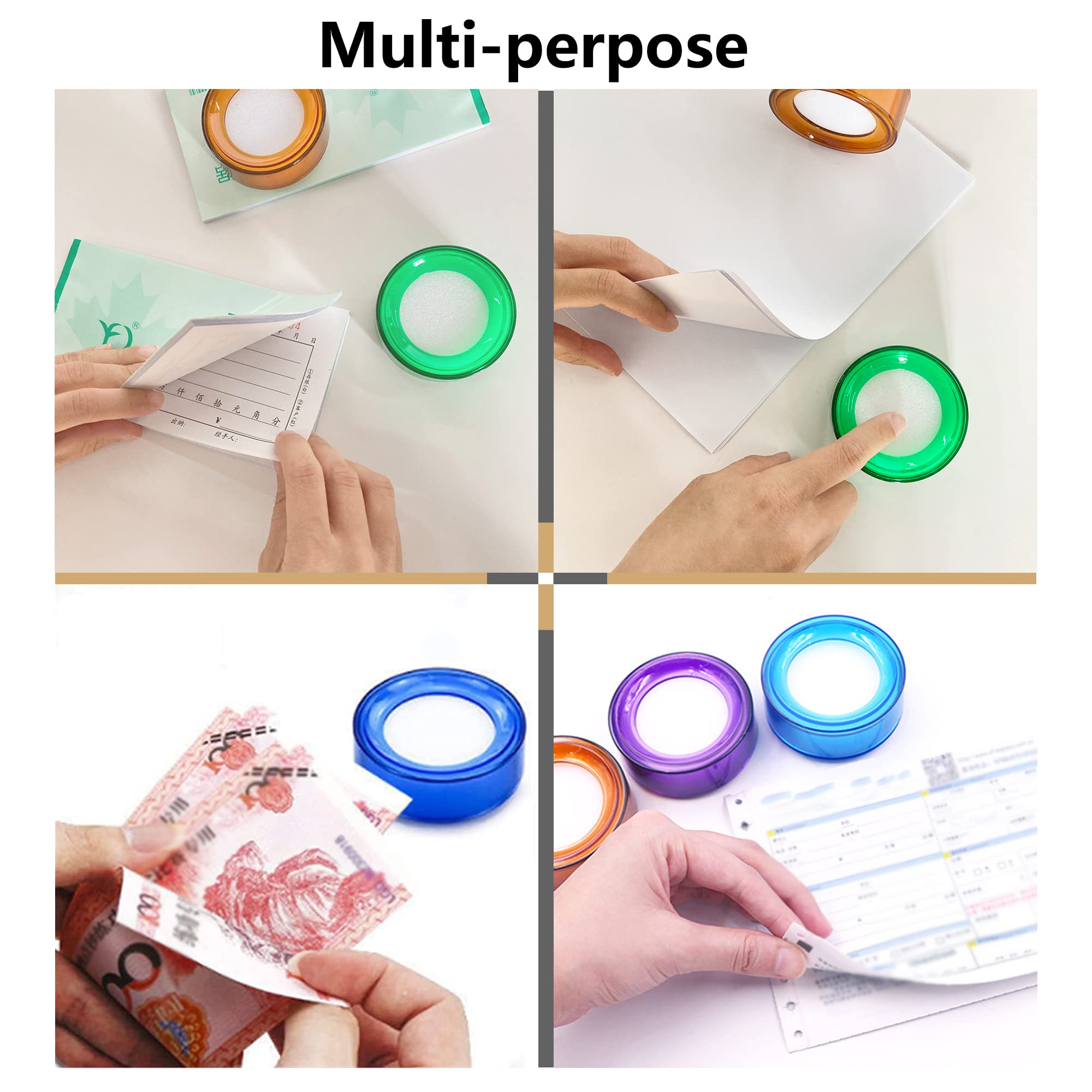 Umidificatore per Dito Spugna Bagnate in Plastica Rotonda 4 Pezzi per Ufficio