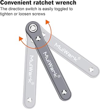MULWARK 11pc Right Angle Screwdriver 1/4 Mini Ratchet Wrench Close Quarters Pocket Screwdriver Set with High Torque & Low Profile- EDC Tool with 90 Degree Mini Offset Reversible Drive Handle