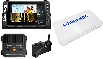 Lowrance Elite FS Fish Finder with Active Imaging 3-in-1 Transducer, Preloaded C-MAP Contour+ Charts and Protective Cover Bundle