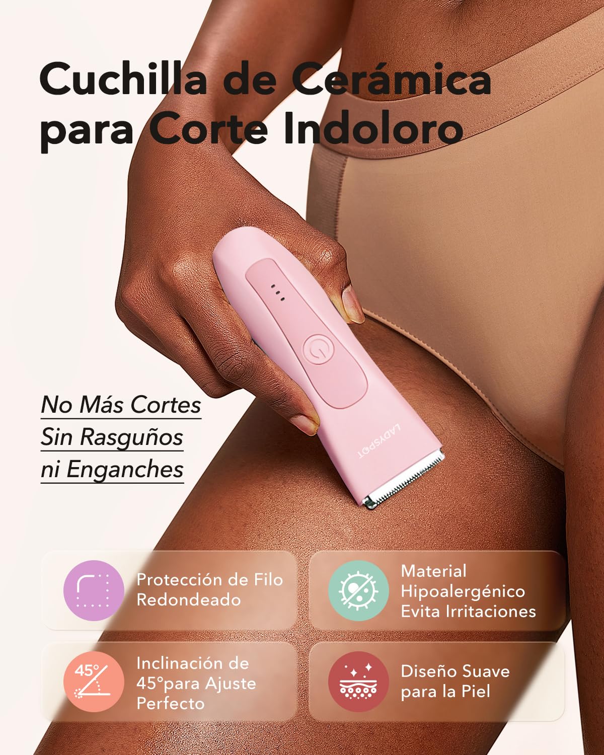 LADYSPOT Afeitadora Mujer, Rasuradora Mujer Zona Intima, Uso en Seco y en Mojad, IPX7 Impermeable, Afeitadora Corporal Recargable, Depiladora Electrica Pubis
