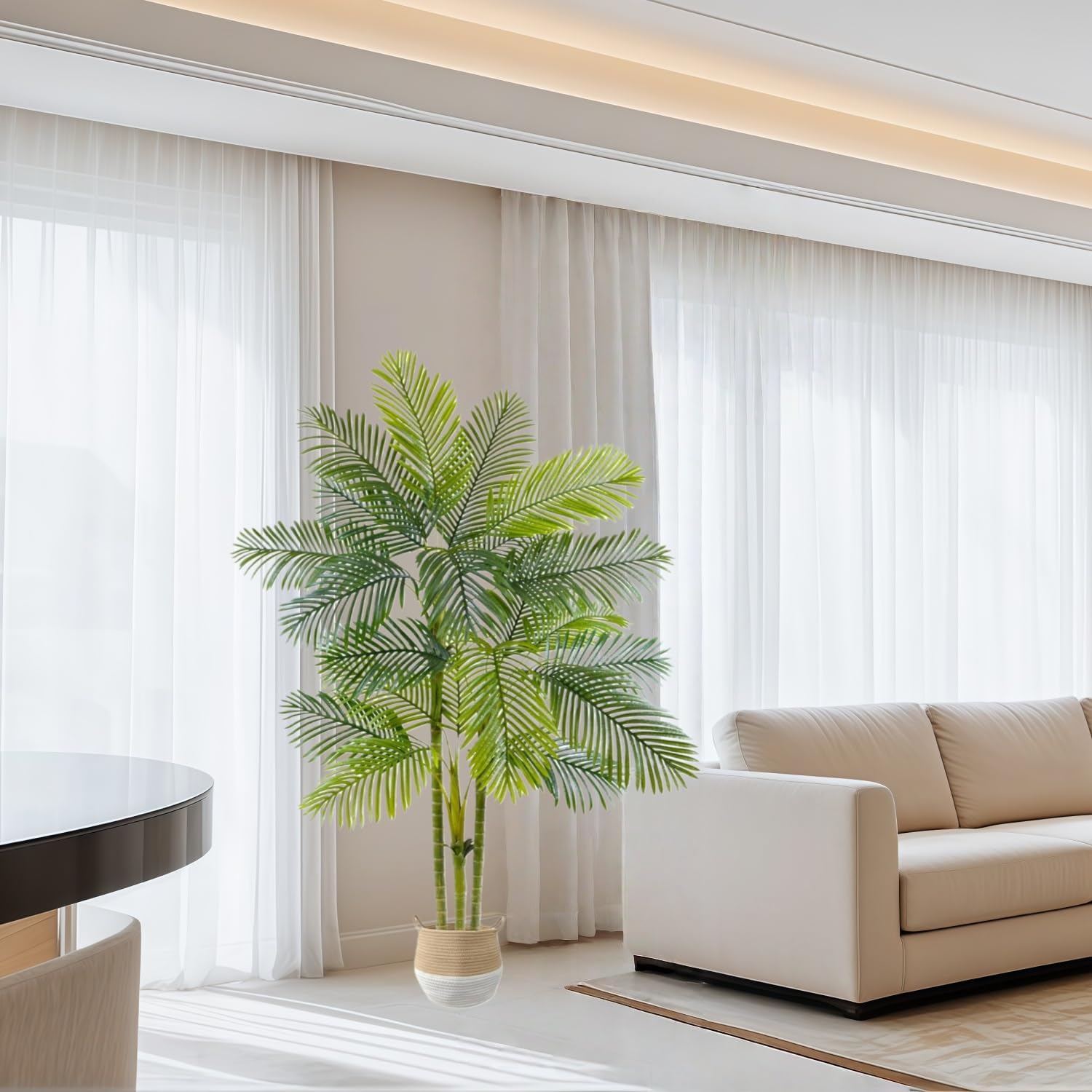 Faux Palm Tree, Tall Artificial Tropical Palm Plant for Home Porch Patio Indoor Outdoor Decoration(6ft)