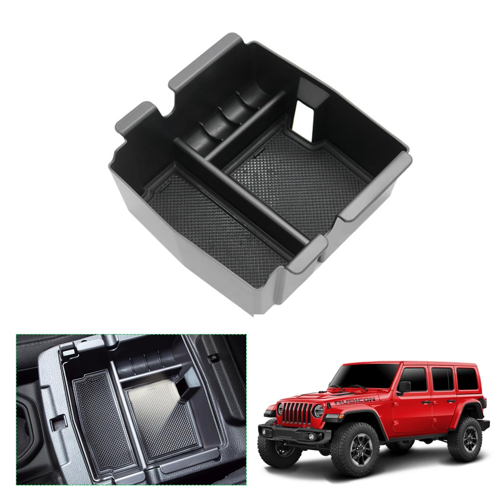 GAFAT Kompatybilny z Jeep Wrangler JL/Gladiator JT 2018-2025 2026 Konsola środkowa Schowek, podłokietnik Organizer schowka, Wrangler JL Akcesoria (czarny)