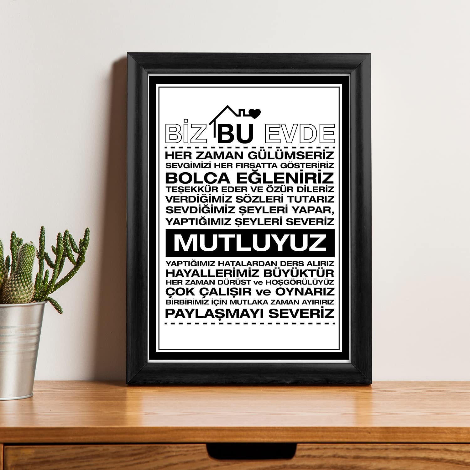 Ailenize Özel Dekoratif Ev Hediyesi Baskılı Çerçeve 24x33x1 cm