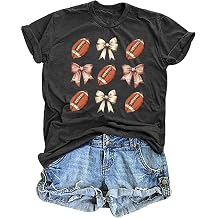 Football Shirts for Women Game Day Tshirt Funny Bow Graphic Tee