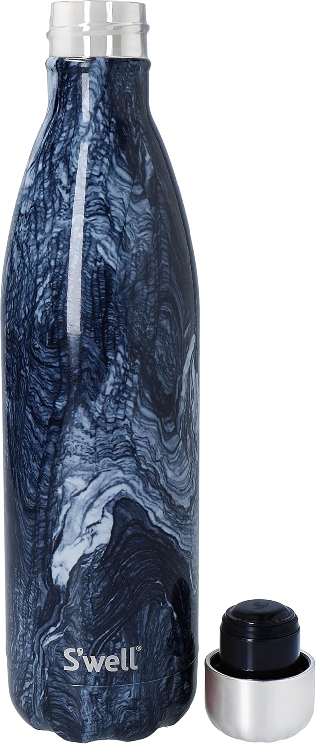 S'well Stainless Steel Reusable Water Bottle, 750ml, Azurite Marble, Triple-Insulated and Leak-Proof Drinking Bottle for Hot and Cold Beverages up to 48h Cold/24h Hot