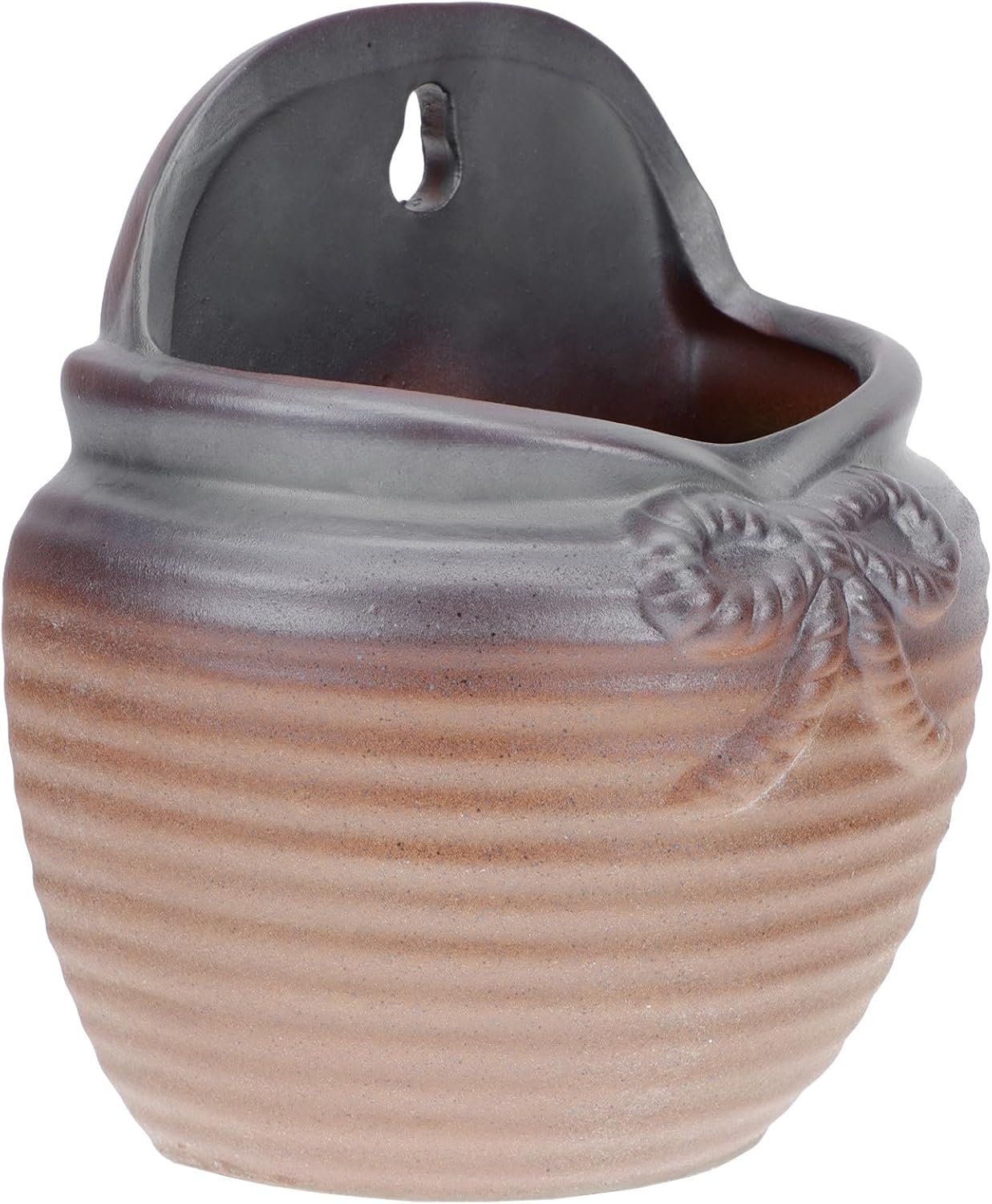 Ceramic Succulent Plant Pot Wall Mounted Flower Planter Hanging Garden Pot with Bowknot for Balcony Patio Home Decoration