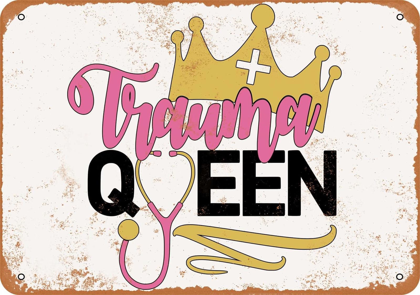 Miaomansenstore Metal Sign - Trauma Queen - Vintage Look Home Decor