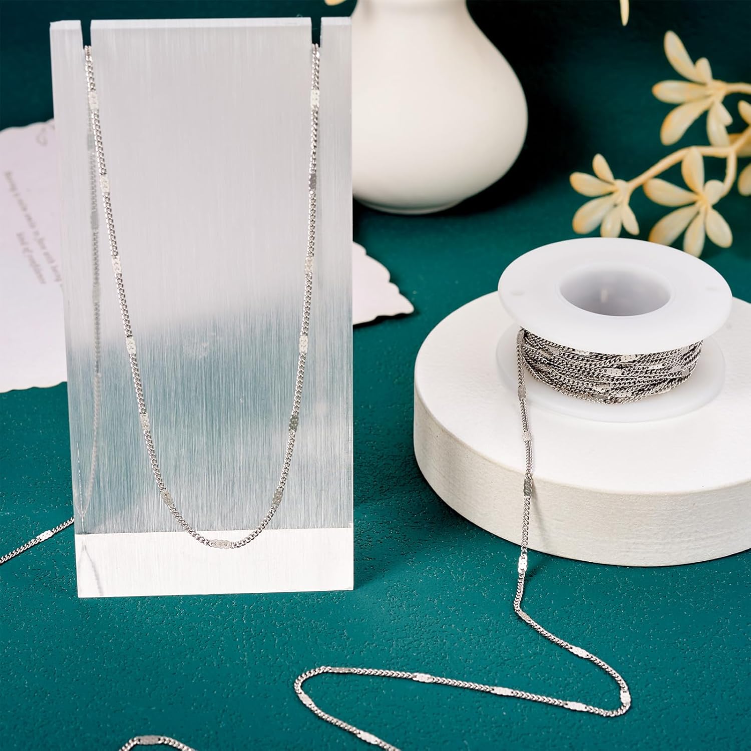 Beadthoven 32.8Ft 1.5-2mm Figaro Jewelry Making Chain with Lobster Clasps Jump Rings Stainless Steel Cable Chains Flat Twisted Link Cuban Chain for Women Men Bracelet Necklace Earrings DIY Crafts - Image 5