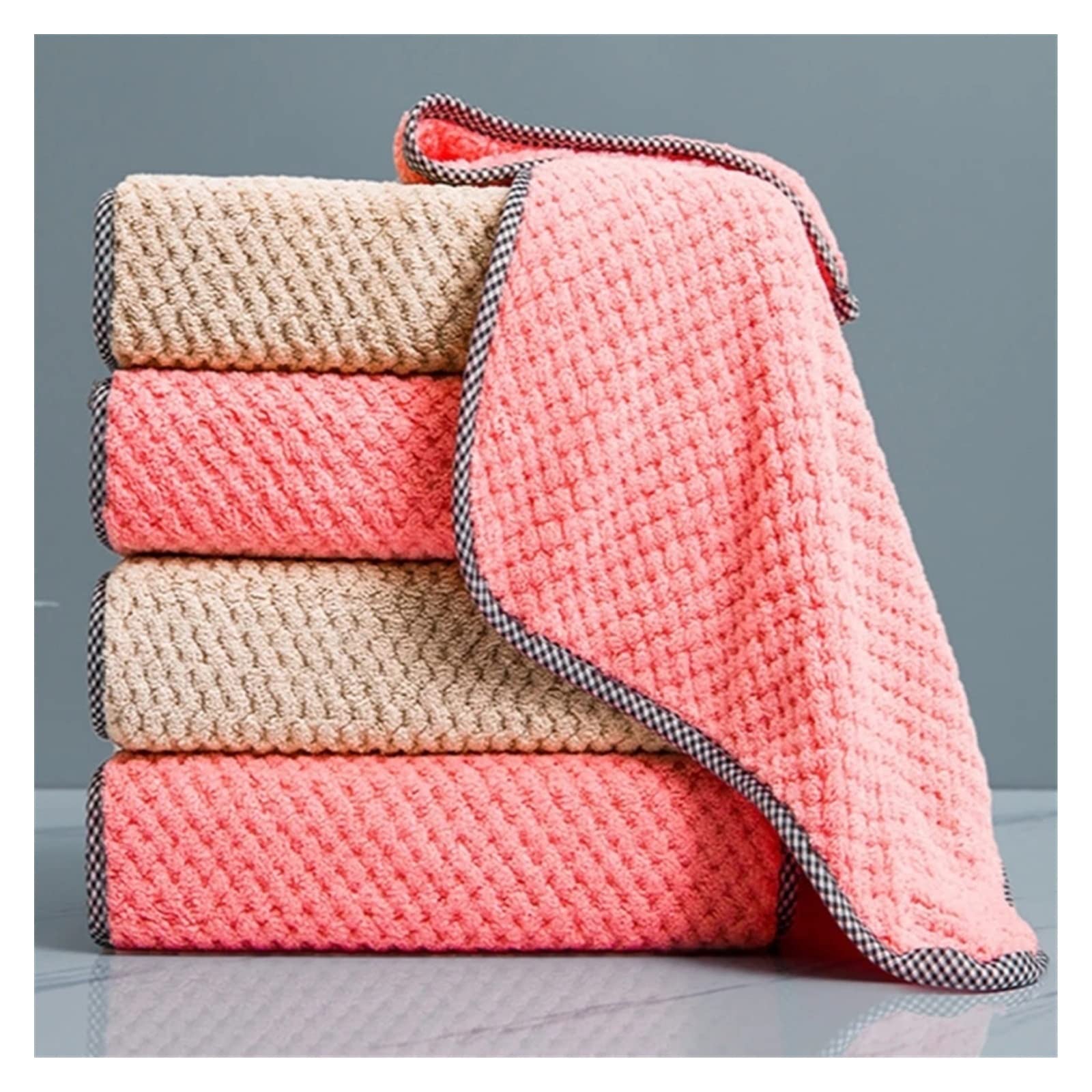 RWRAPS Trapos de Limpieza antigrasa, Suministros de Cocina, Toalla de Mano Absorbente y Colgante, paño de Cocina de Lana Coral, paño de Limpieza de Microfibra (5 Unidades al Azar)