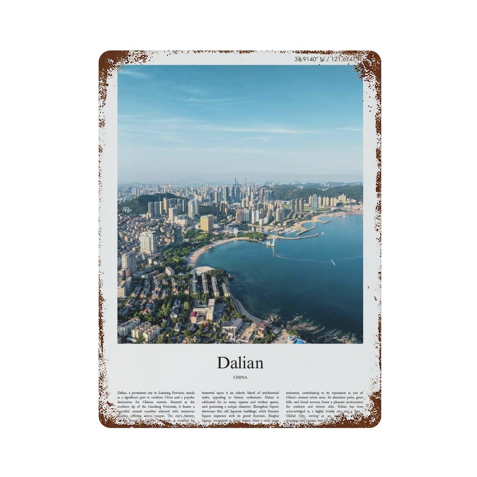 xiaoxiaoshen Dalian China City Scenery Wall Decor Art Metal Tin Poster Modern Home Decor Art Home Bar Shop Decorations Vintage Sign 40x30cm