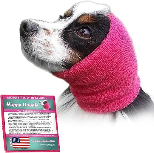 Happy Hoodie The Original Dog & Cat Calming Band for Noise & Anxiety Relief | 2008 US brand. Compression fabric, soft & stretchy, reduces noise & eases stress during storms, fireworks, grooming and more!