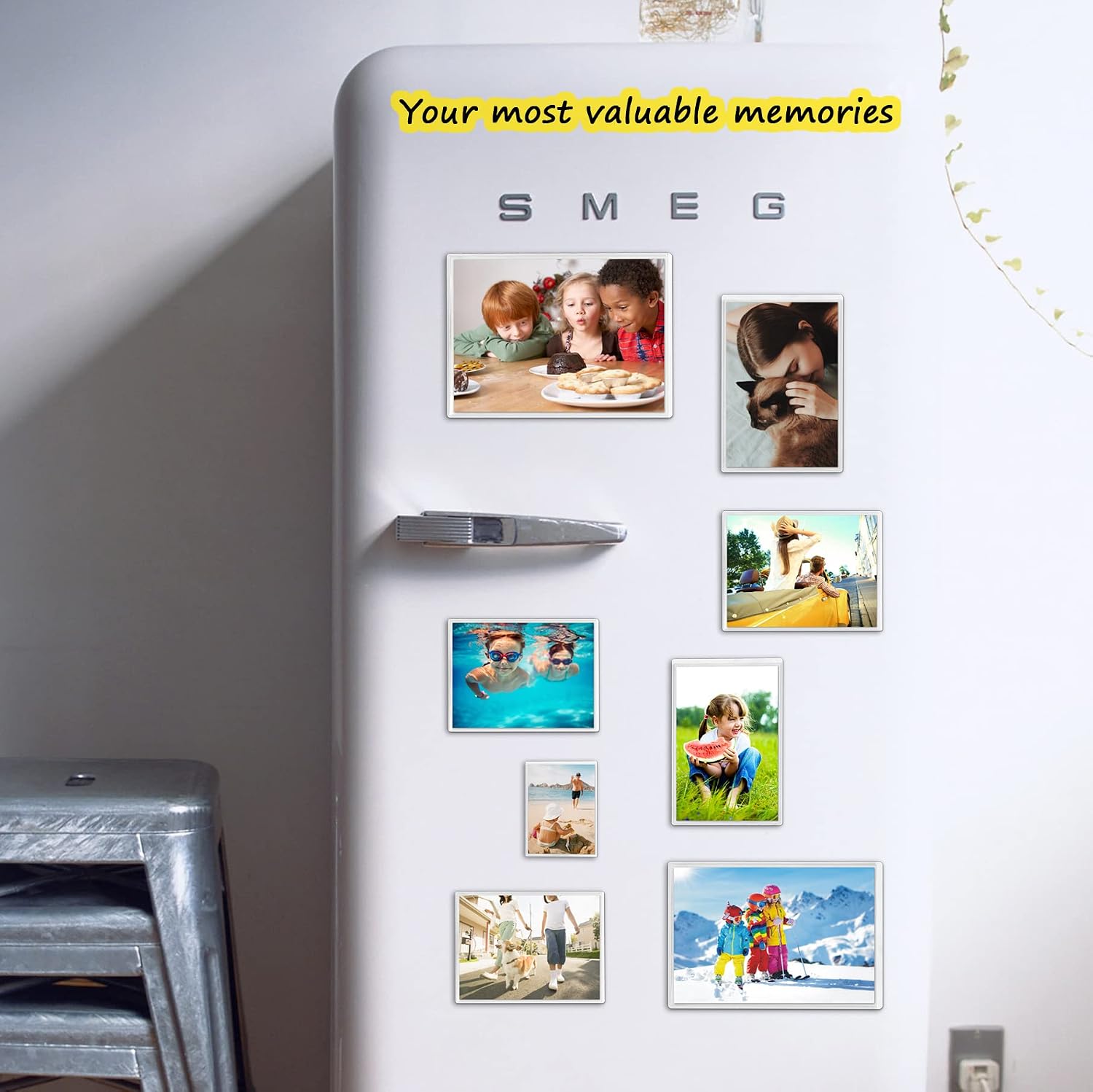 Magnetic Photo Pocket Refrigerator 20 Pack, Hold White 2.5X3.5 Photos, Magnetic Photo Frame for Fridge, Locker, Office Cabinet.