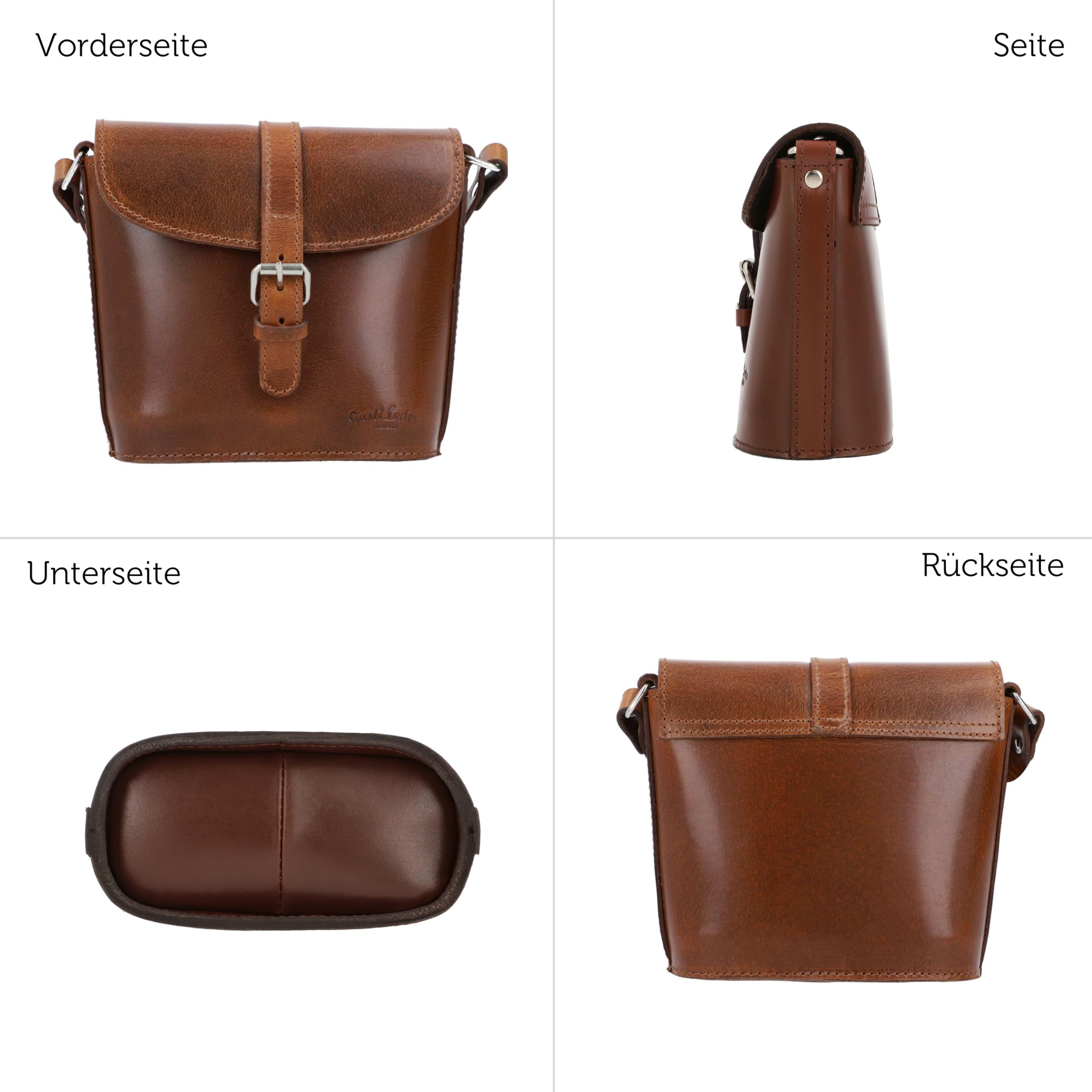 Gusti Nantje Leder Umhängetasche Damen – Schultertasche & Handtasche, Vintage Echtleder Braun