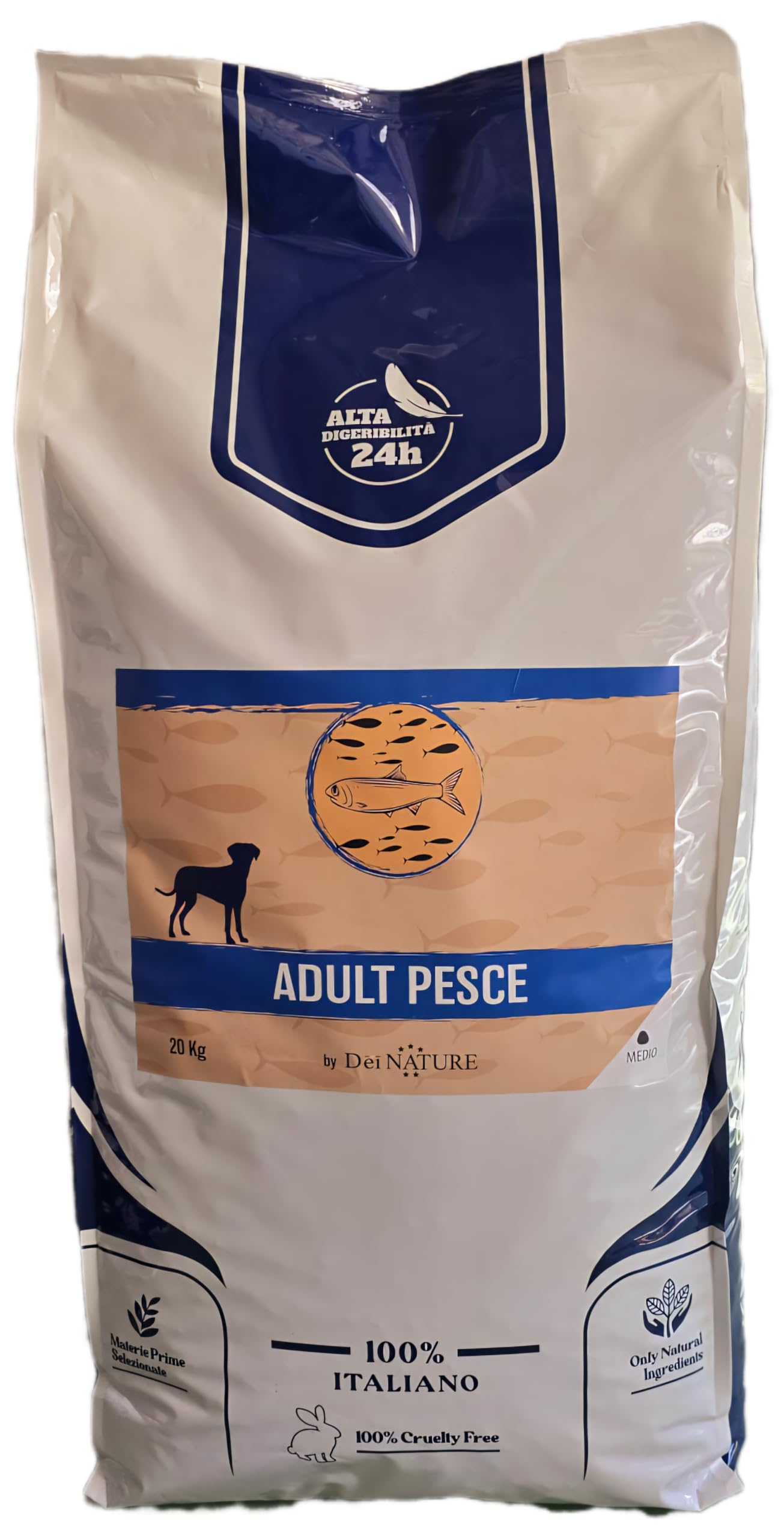 krokiety dla psów 20 kg Ryby, oferta, zbilansowana sucha karma dla dorosłych psów wszystkich ras i rozmiarów, wyprodukowano we Włoszech z wyselekcjonowanymi składnikami