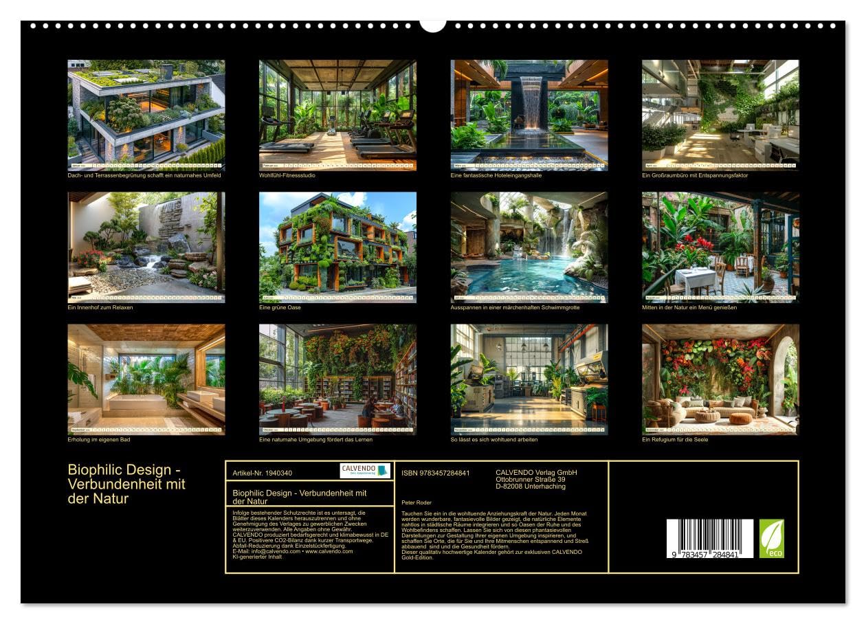 Biophilic Design - Verbundenheit mit der Natur (hochwertiger Premium Wandkalender 2026 DIN A2 quer), Kunstdruck in Hochglanz: Orte schaffen, die Menschen glücklicher machen. (CALVENDO Orte)