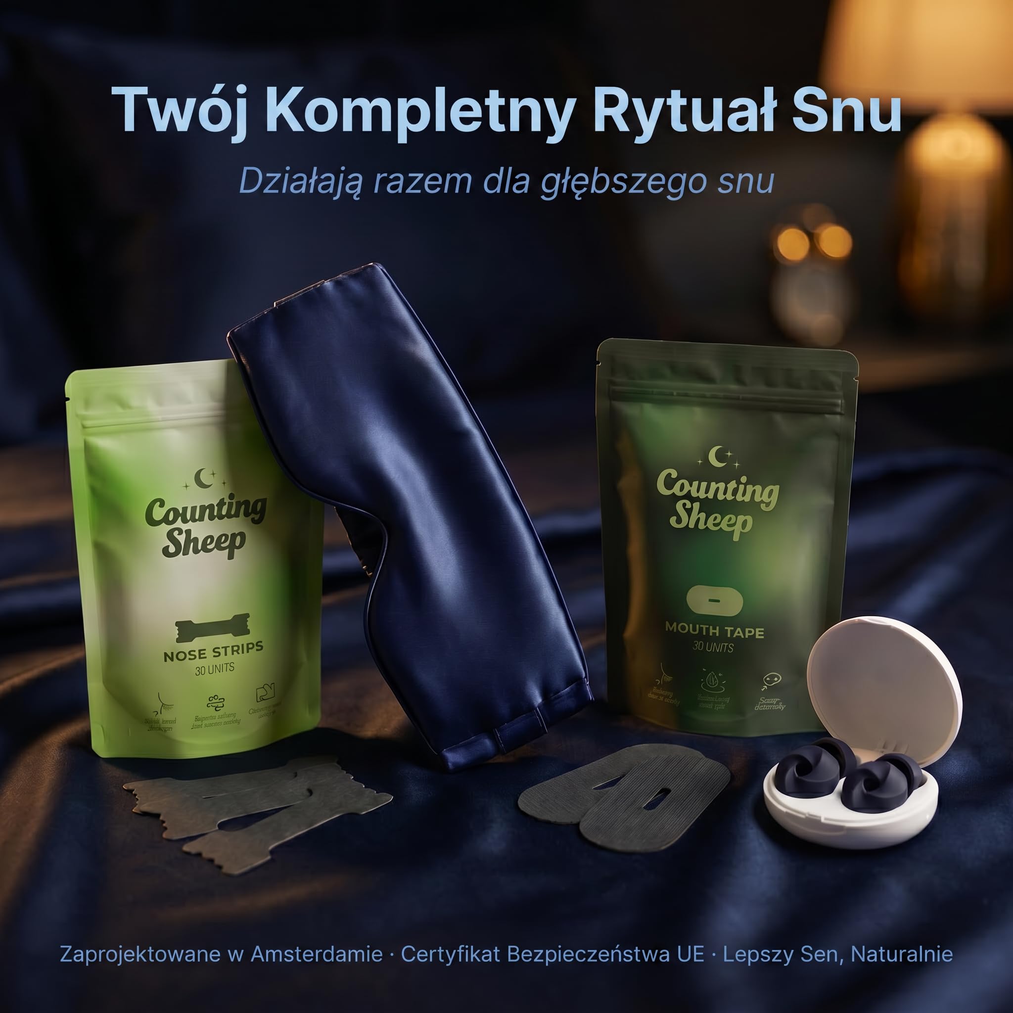 Jedwabna Maska do Spania dla Kobiet i Mężczyzn – Counting Sheep | 100% Jedwab Morwowy, Pełne Zaciemnienie | Miękki Regulowany Pasek, Przyjazny Włosom | Podróż, Hotel, Śpiący na Boku | Edycja Comfort