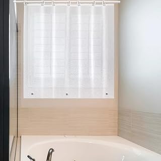 Waterproof Plastic Shower Curtain 40x36 for Bathroom Window, Frosted Heavy Duty Vinyl Shower Window Curtain 40W x 36H, Silky Frost