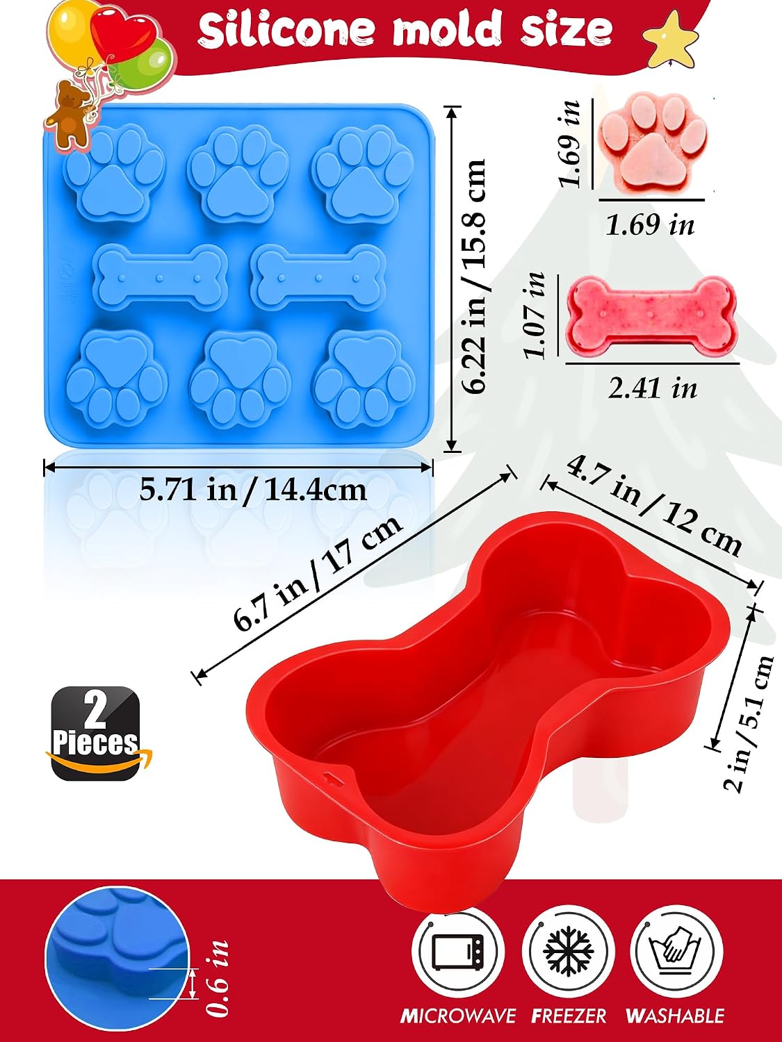 Dog Birthday Cake Kit - Bake Birthday Cakes for Dogs - Pet Party Supplies Set with - Bone Shaped Mold, Birth day Hat & Bow, 3 Cookie Cutter, 7 Vet-Backed Recipes, 1 Drawing Pens