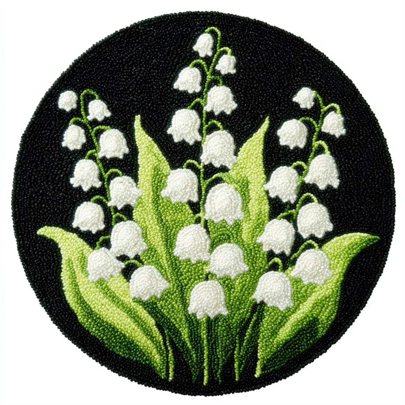 Kitquiver Latch Hook Rug Kits White Lily of the Valley 60x60cm