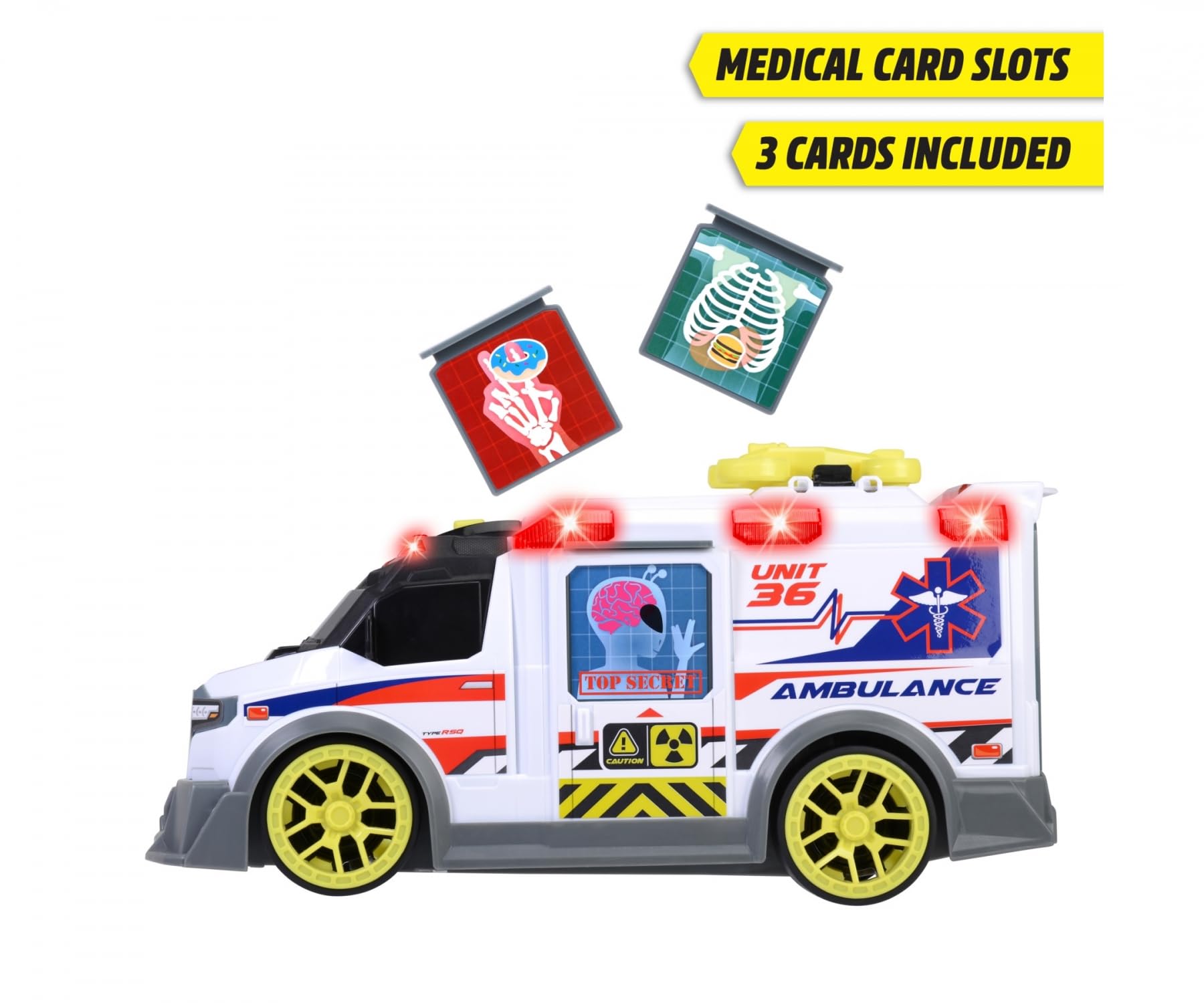 Dickie 203307003, ambulans, światło i dźwięk, ruchome elementy, 35,5 cm