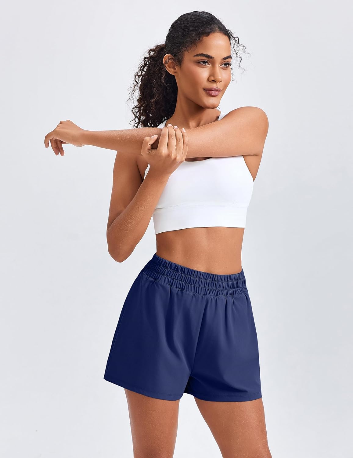 PINSPARK Women's 2 in 1 Running Shorts Quick Dry 2.5" Athletic Shorts High Waisted Workout Shorts with 4 Pockets - Image 5