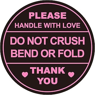 2 inch 300 PCS Black Pink Round Do Not Crush Bend or Fold Handle with Love Labels Stickers Shipping Mailing Cartons Envelops Adhesive Labels-Poskornwel