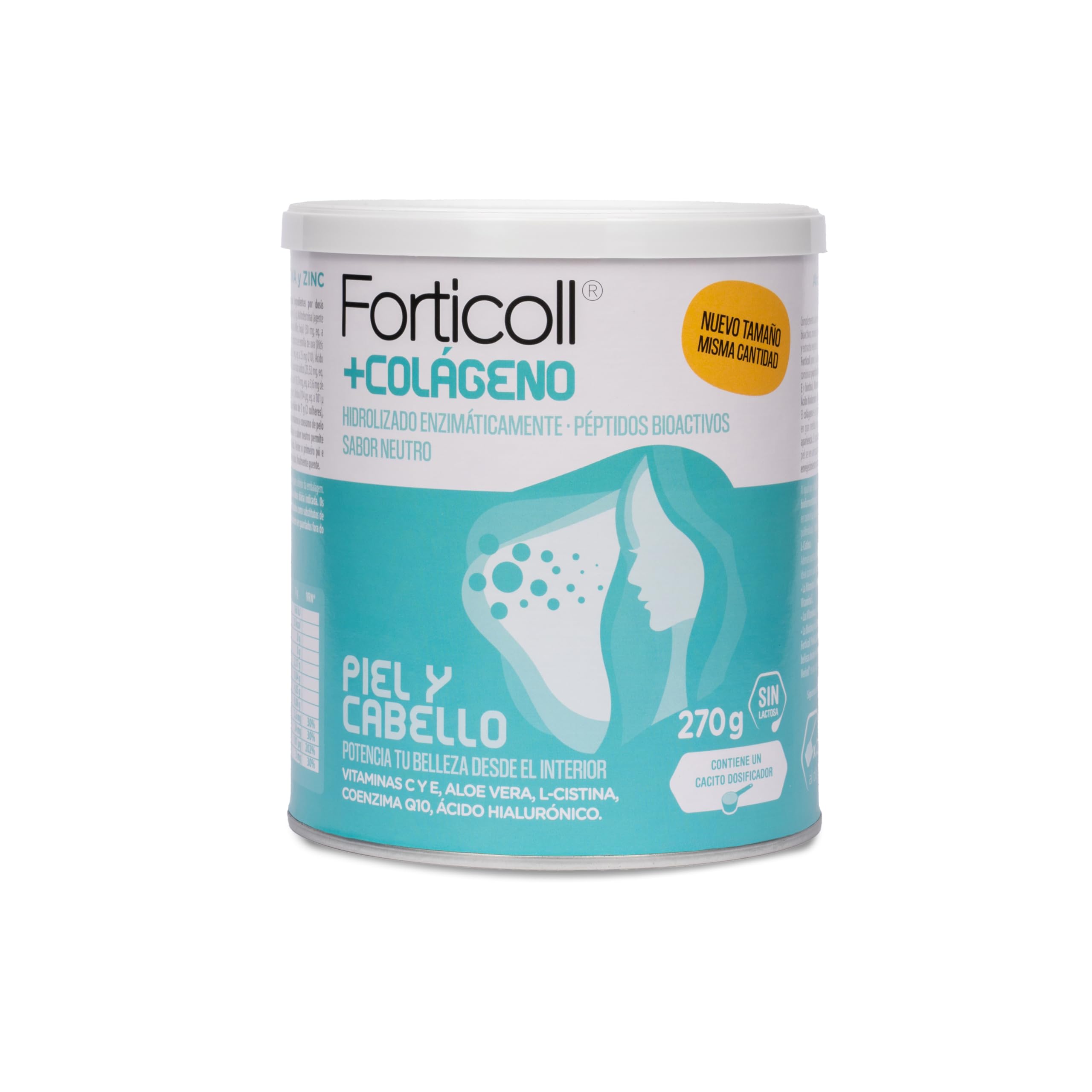 FORTICOLL Colágeno Bioactivo, Complemento Alimenticio, Sin Gluten, Sin Lactosa, Piel y Cabello Regenerador de Tejidos, 270 Gramos, Pack 6 Unidades