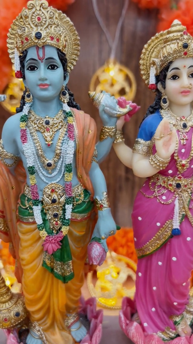 Estatua Hindu Dios Lakshmi Narayan 8.8 pulg miniatura 7