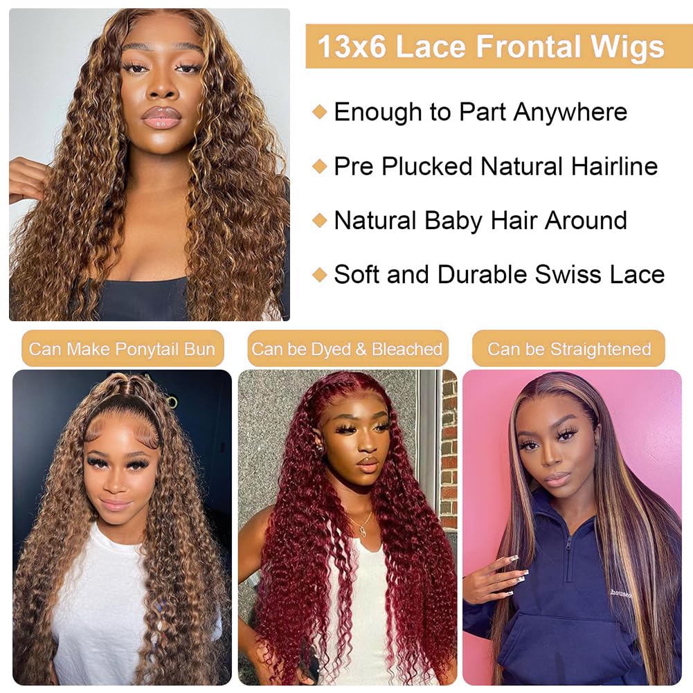 Amazon.com : Silky Longess 13x6 Highlight Lace Front Wigs Human