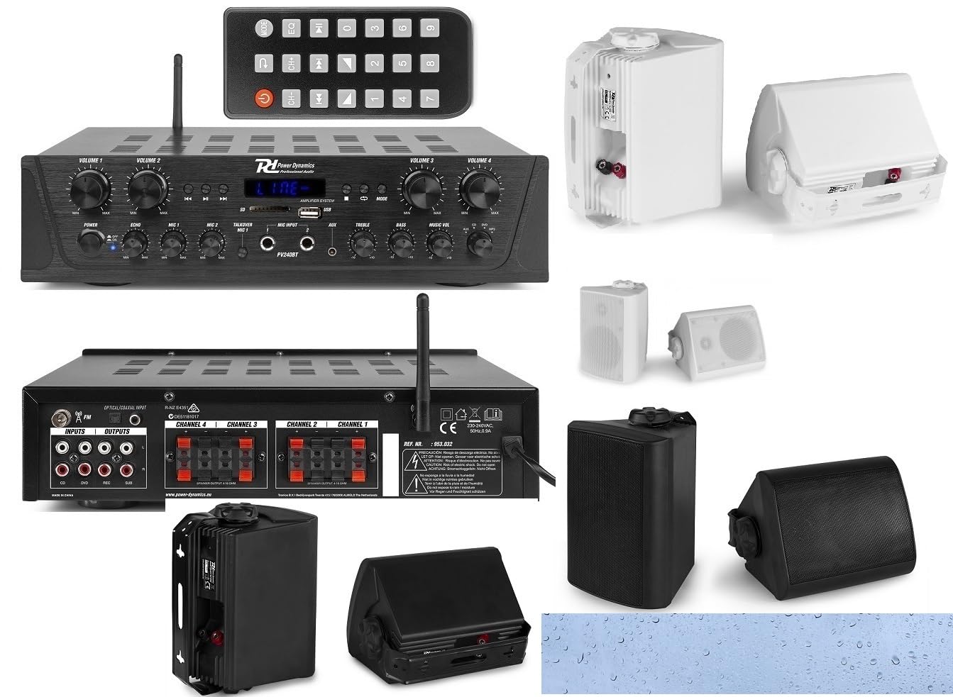 IMPIANTO AUDIO FILODIFFUSIONE CON REGOLAZIONE VOLUME SEPARATO 4 ZONE BLUETOOTH, RADIO FM,TELECOMANDO,H (CON 6 CASSE)