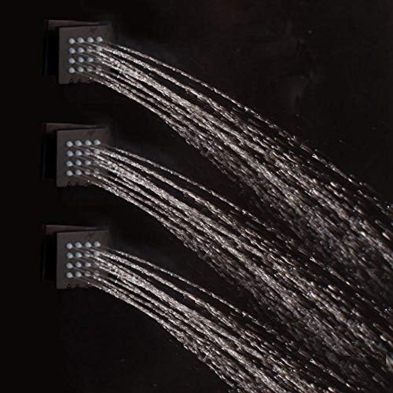Conjunto De Ducha Led De Estilo Cascada Cuadrado De Latón Negro para Montaje En Pared, Nuevo, con Manija Y Cabezal De Ducha Tipo Lluvia.,