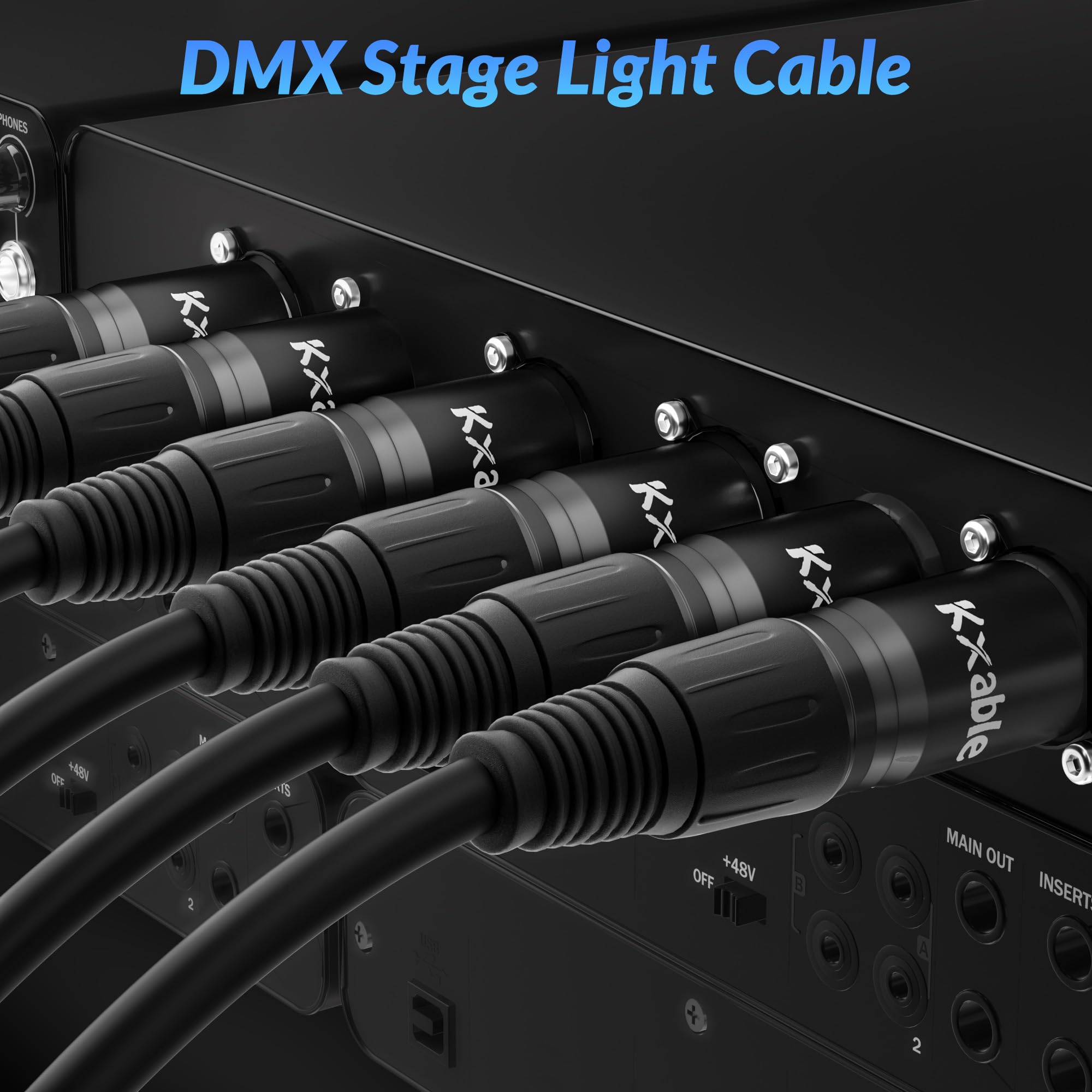 Cavo DMX XLR a 5 pin 9,9 m, DMX512 maschio a femmina, trasmissione del segnale di alta qualità per illuminazione e controller, guaina in PVC resistente flessibile, connettori autobloccanti