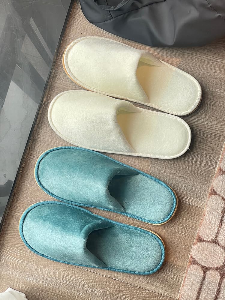 GONG GONG 2-6 Pairs Non Slip Disposable Slippers, Washable & Reusable, Closed Toe Crystal Velvet Slipper for Guest, Bathroom, House, Hotel, Party, SPA, Wedding - Image 7