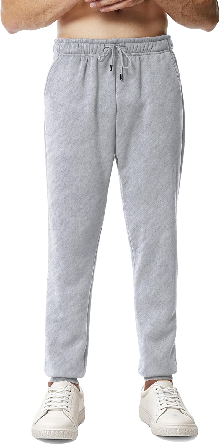 Mens Sweatpants with Pockets Lightweight Gym Drawstring Fleece Joggers Casual Elastic Waist Workout Pants - Image 2