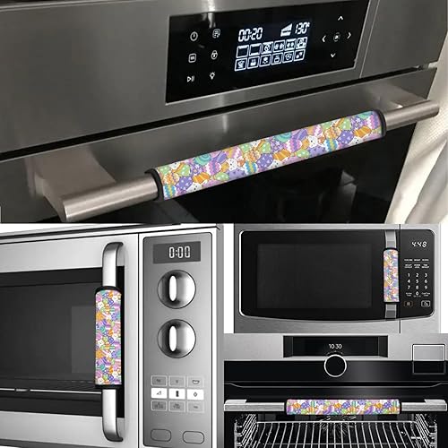 Vista 34 de Juego de 6 fundas protectoras para manijas de puerta de refrigerador con diseño de esqueleto divertido, guantes de cocina para nevera, microondas