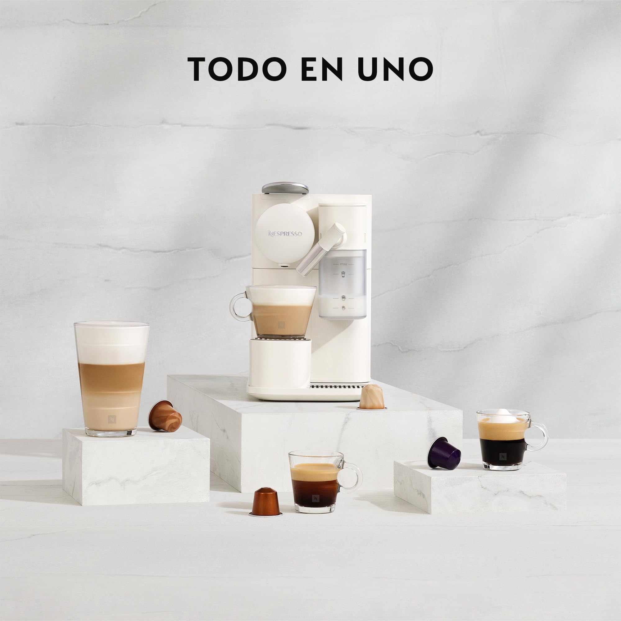 Nespresso Lattissima One Evo, Máquina de Café en Cápsulas de un Solo Uso, Espumador de Leche Automático, Cappuccino y Latte, EN510.B, 1450W, Negro | Cafetera con sistema de leche automático, operación de un solo toque, diseño compacto, automático. Apagado